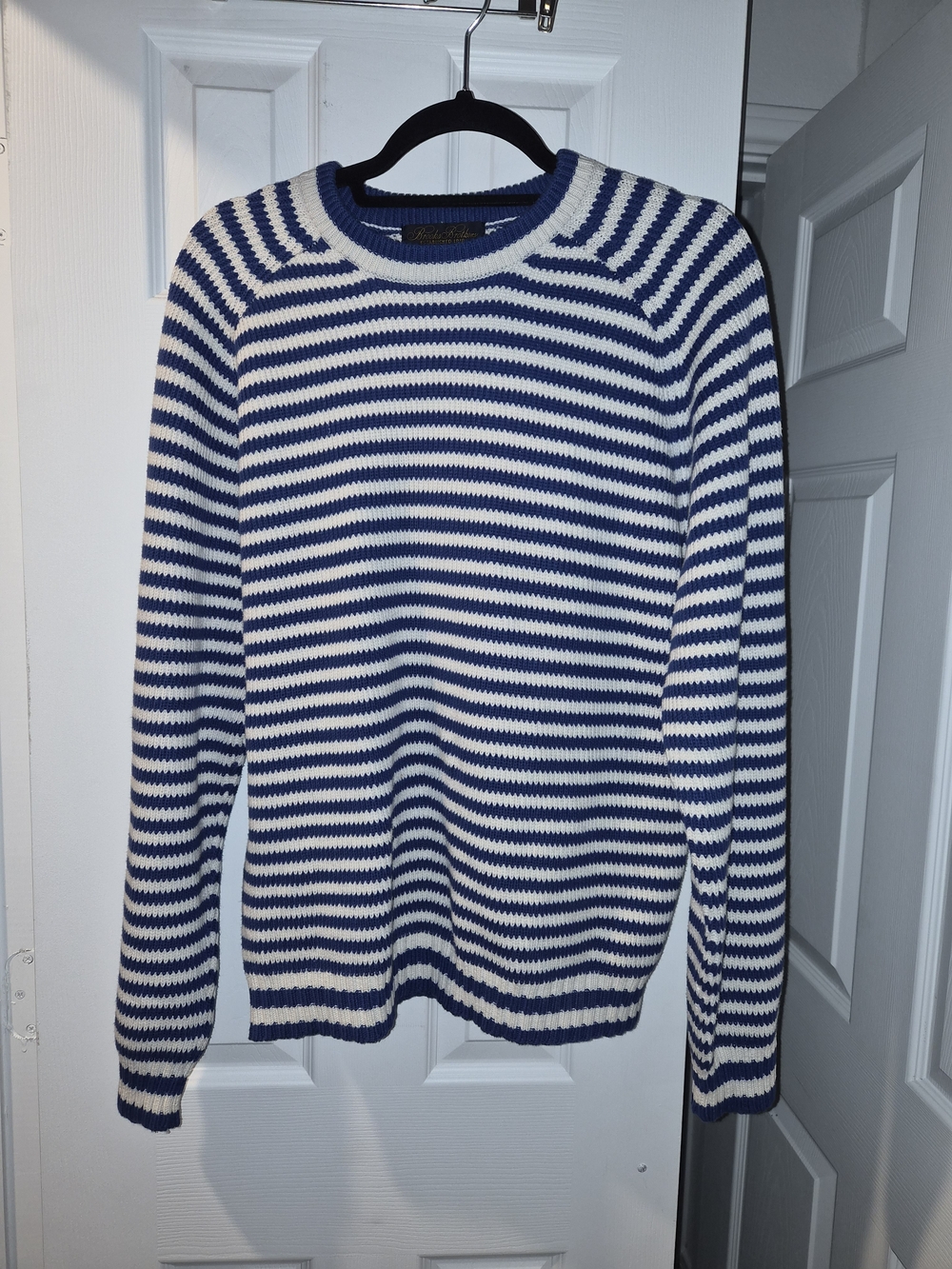 Brooks Brothers Blue and White Striped Crewneck Sweater